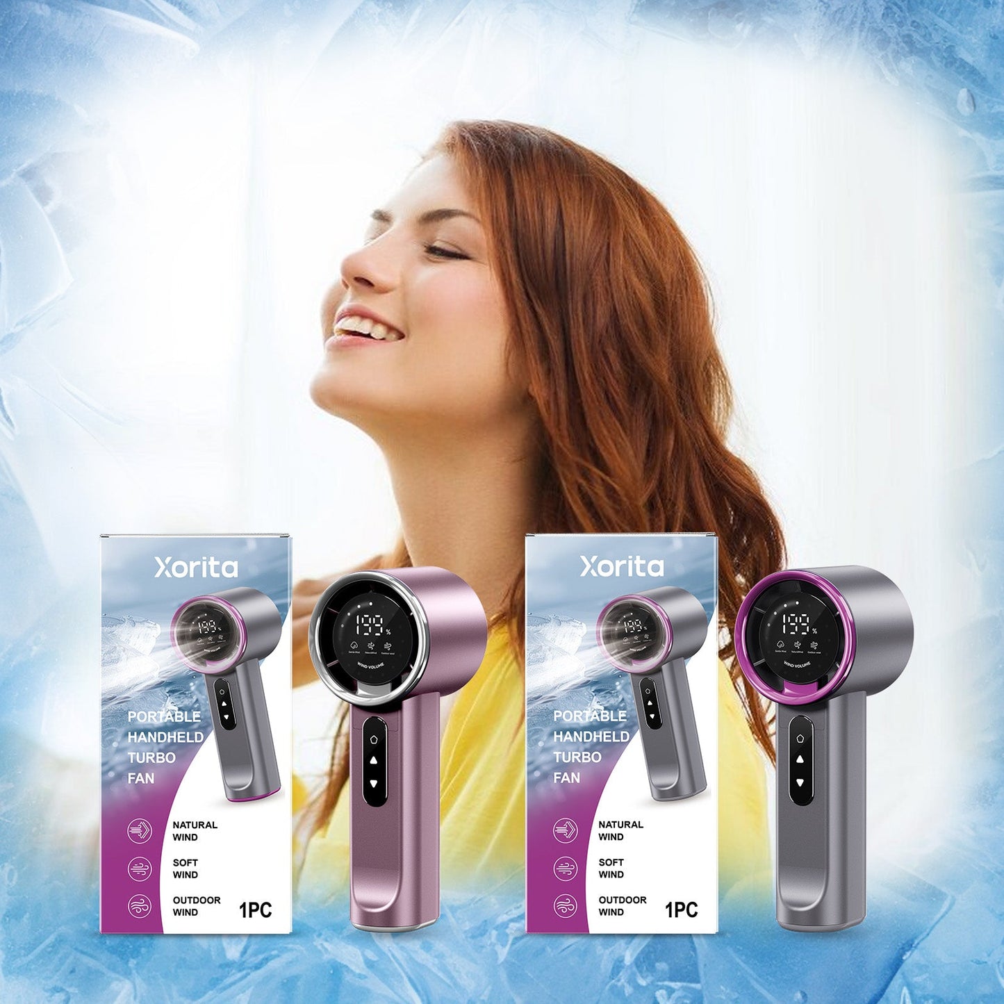 High-speed Handheld Fan Gray-purple