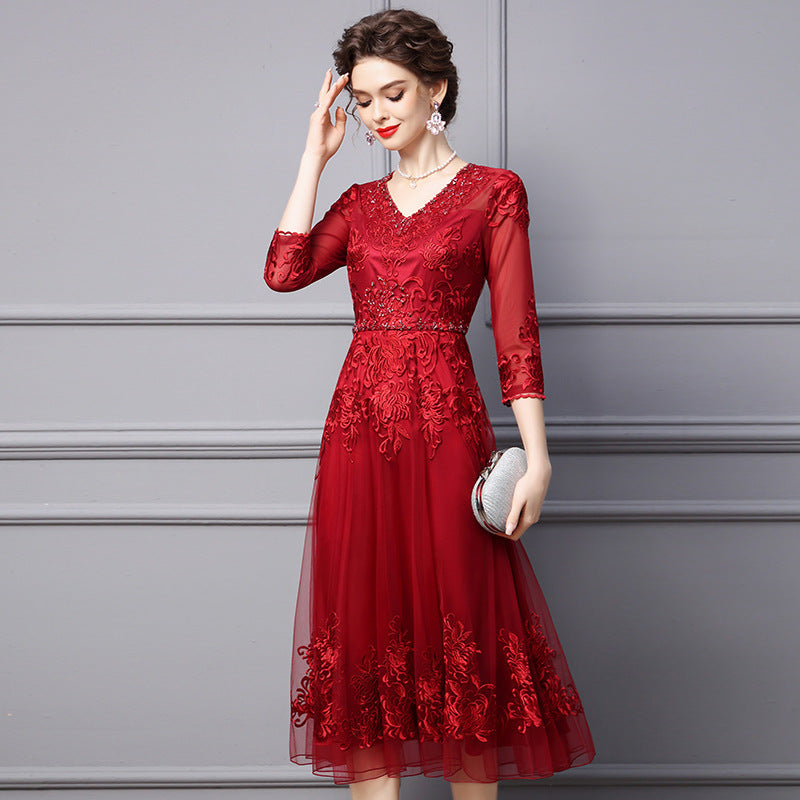 Beaded Embroidered Long Dress Skirt