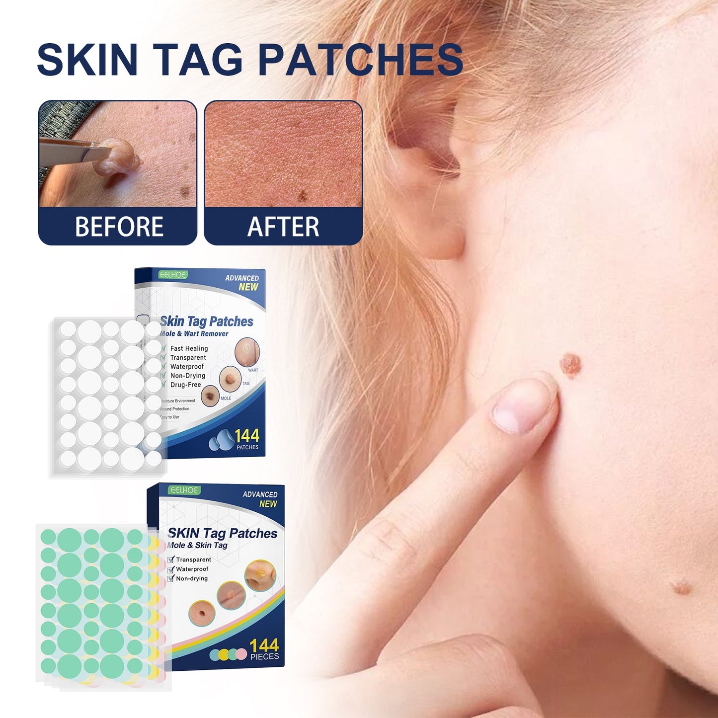 Skin Smoothing Patches 144PCS 36pcs X 4 Sheets-box