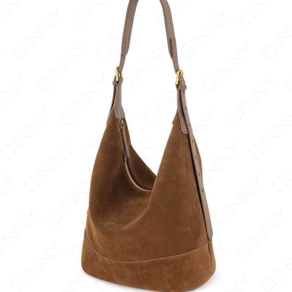 Retro Laid-back Suede Bucket A Versatile Slouchy Commuter Shoulder Or Crossbody Bag