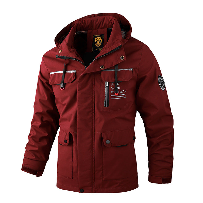 Fashion Men's Casual Windbreaker Jackets Hooded Jacket Man Waterproof Outdoor Soft Shell Winter Coat Clothing Warm Thick Tops