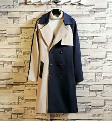 Men's Color Blocking Long Sleeve Double Breasted Jacket