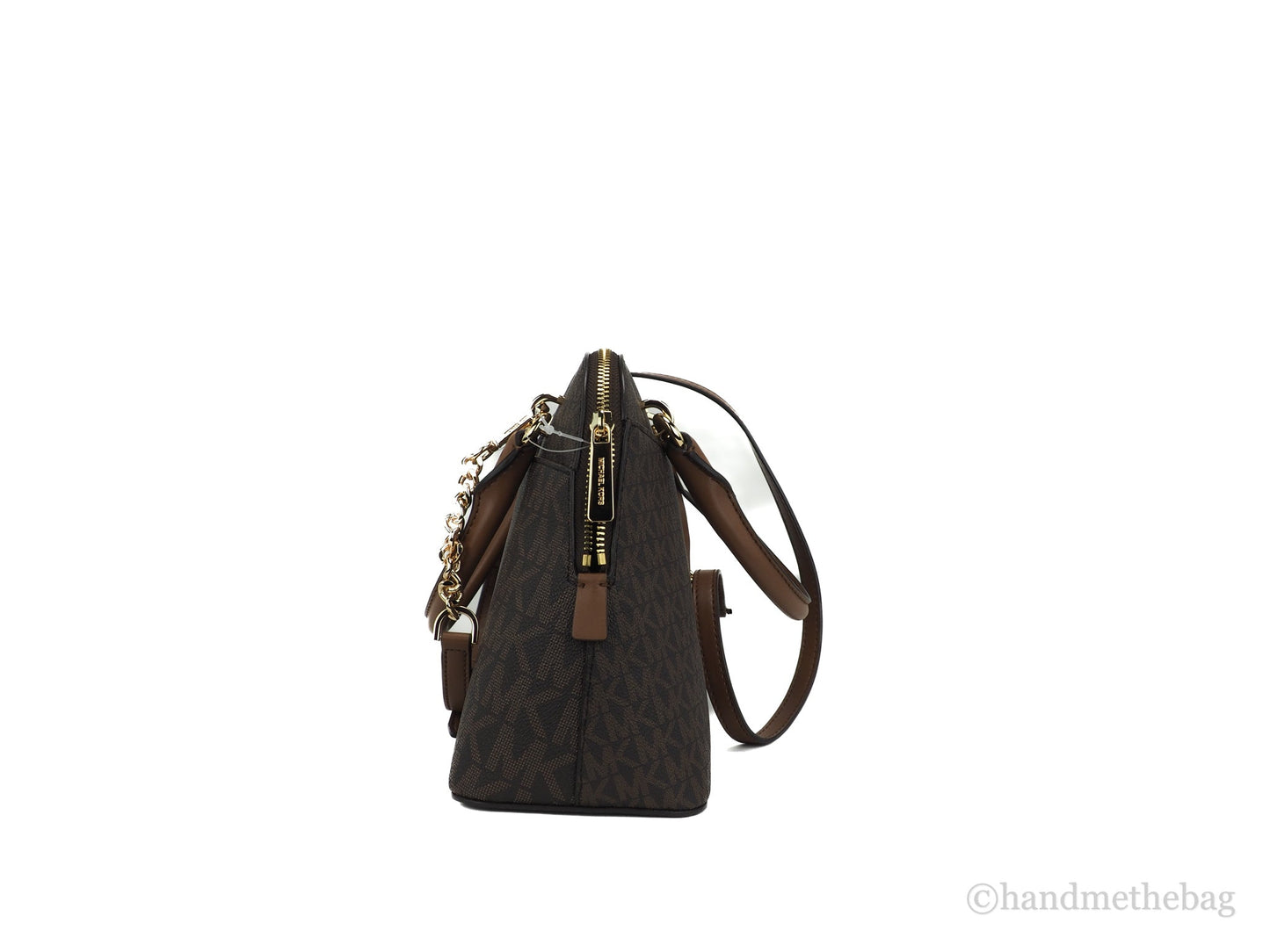 Michael Kors Jet Set Travel Medium Brown Signature PVC Dome X Cross Satchel Bag