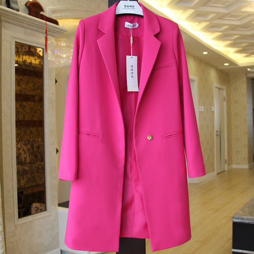 Chic Long Blazer, Slim Fit, Versatile Solid Jacket