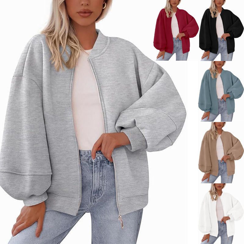 Zip Sweatshirt Jacket Casual Long Sleeve Pilot Coat
