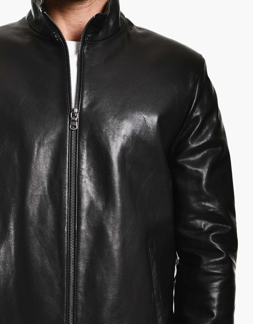 Black Leather Biker Jacket For Men