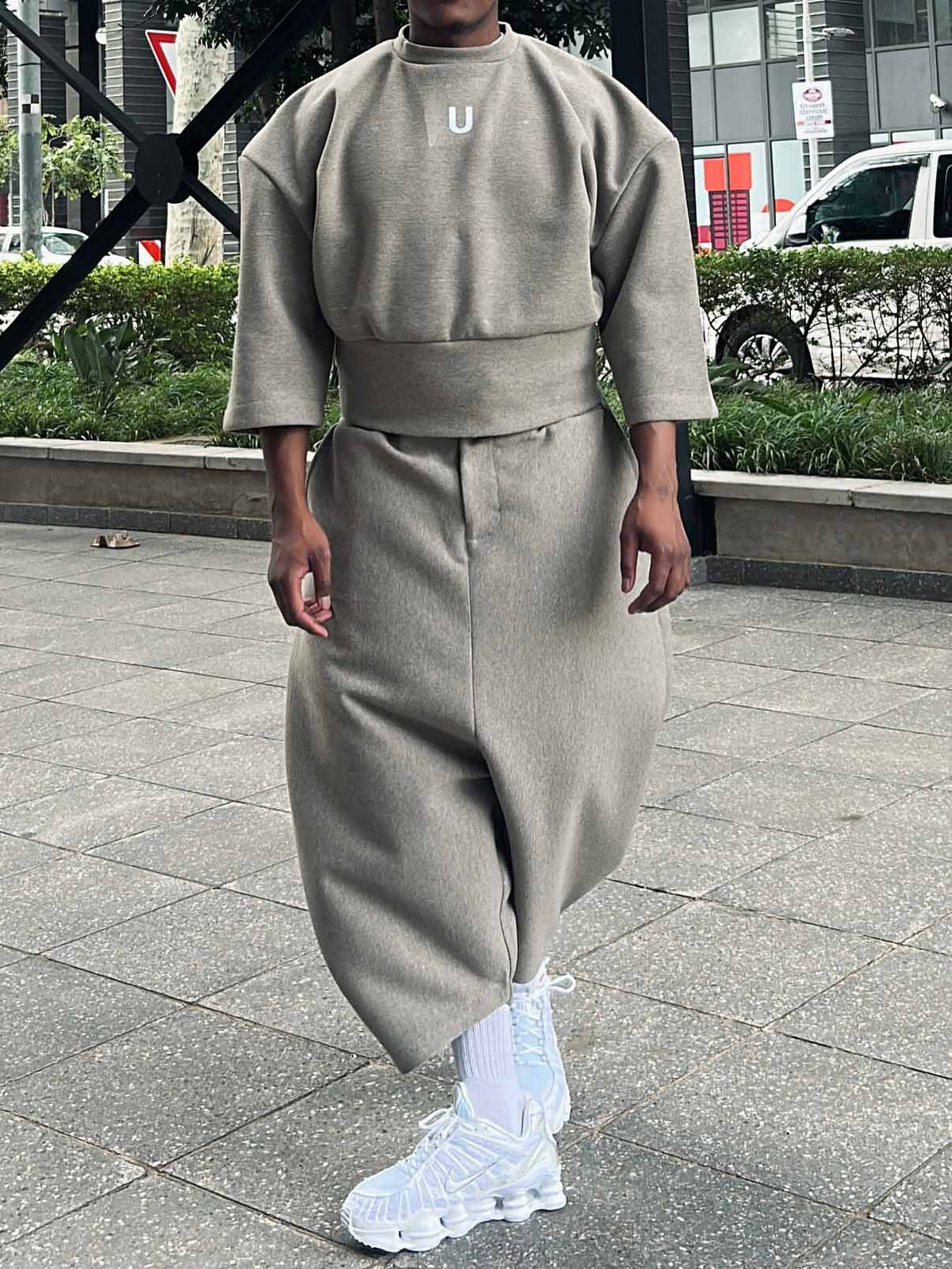 Casual Men's Ash - Grey Baggy Top And Harem - Style Pants Set