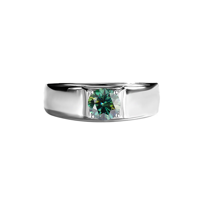 D Color Moissanite Ring Men's Sterling Silver