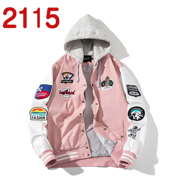 Embroidered Color Block Baseball Jacket