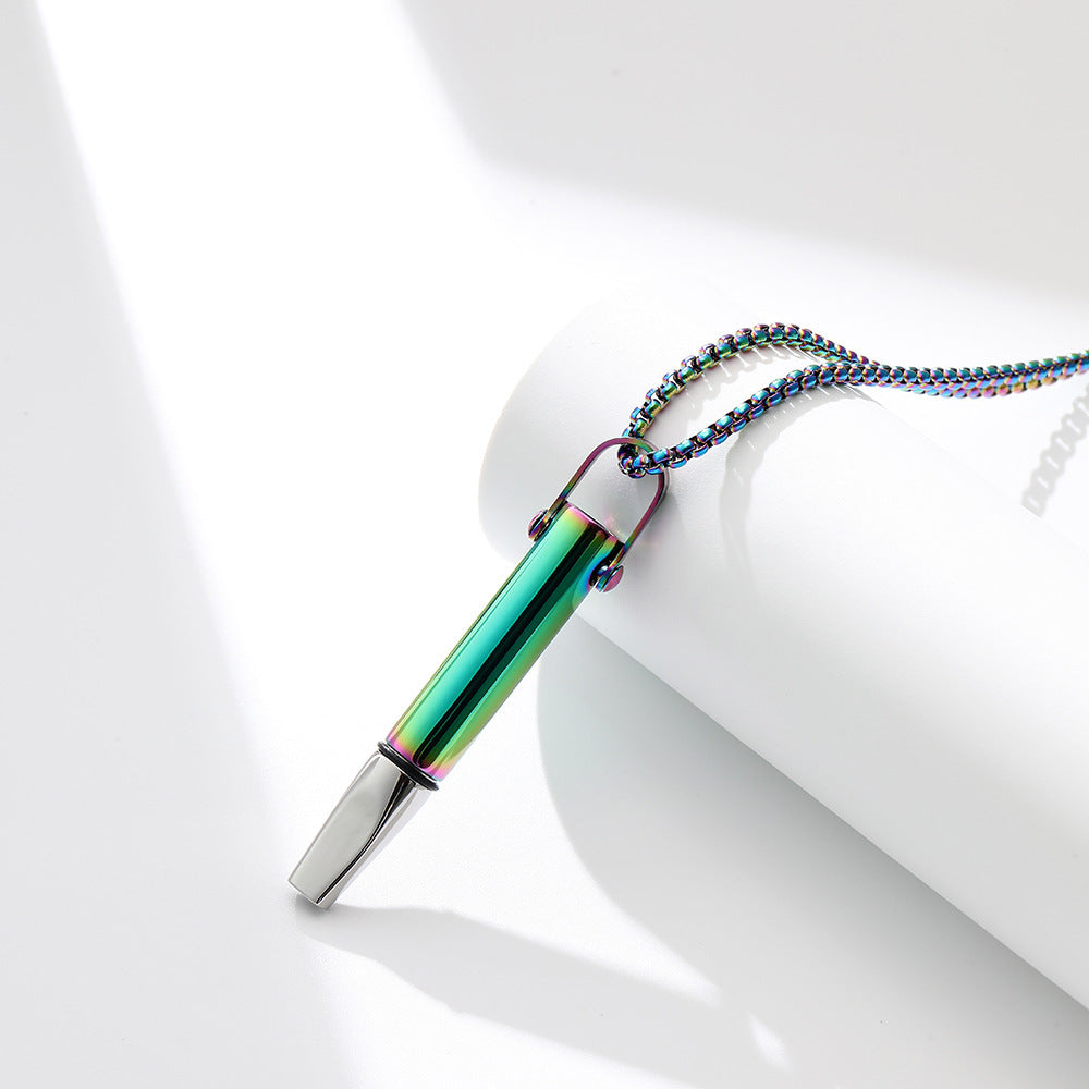Breathing Resistance Whistle Necklace Round Tube Built-in Cotton Core