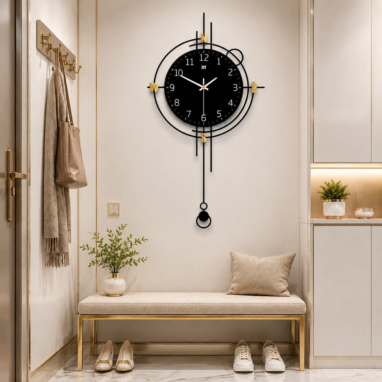 Modern Iron Wall Clock Metal Decorative Home Decor