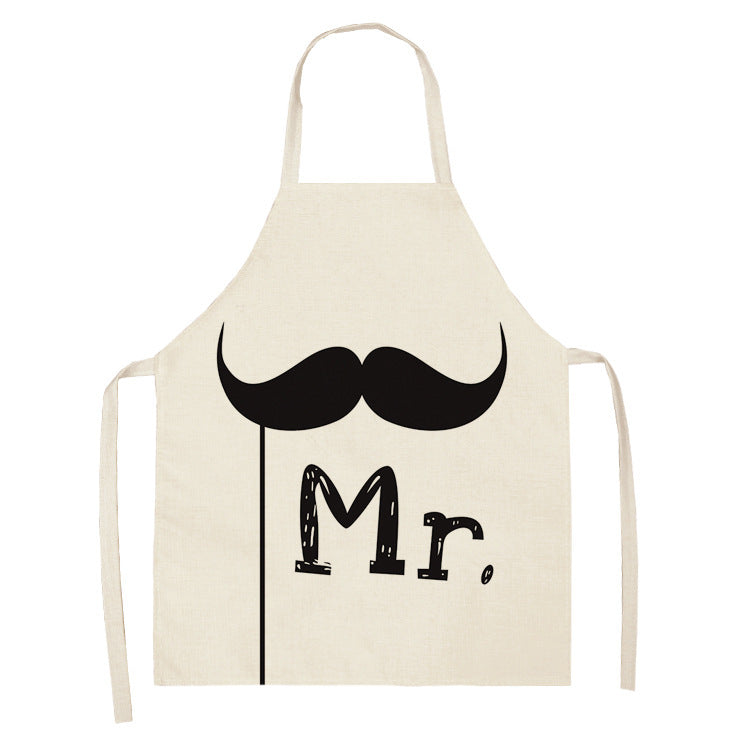 Letter Linen Apron Kitchen Stain-resistant Sleeveless Coverall