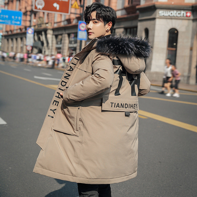 2019 Winter Stylish Long Hooded Cotton Jacket for Men