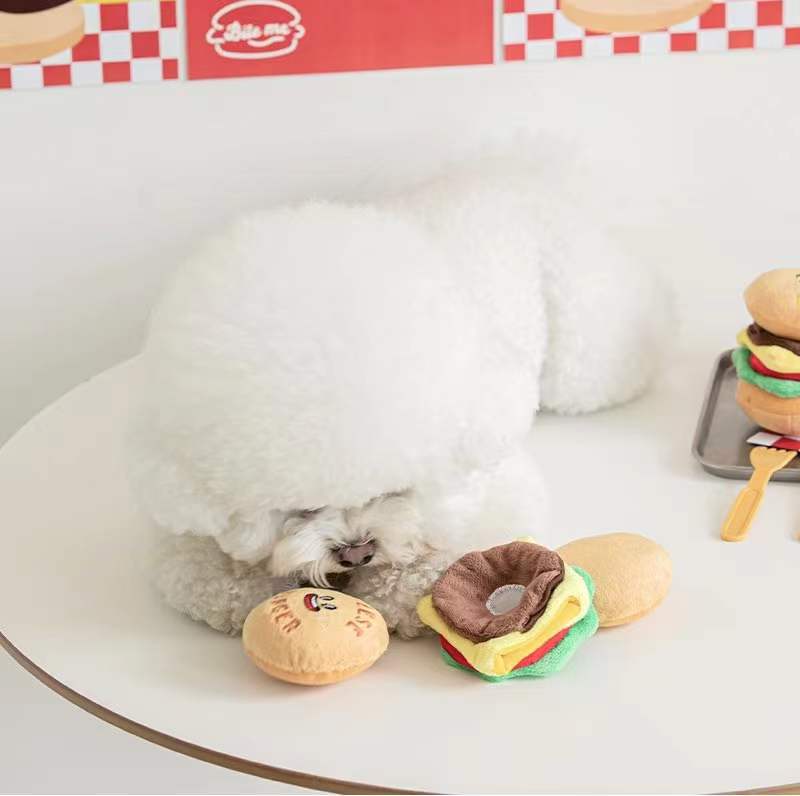 Hamburger Toy Pet Sniffing Soothing Sound Paper Decompression