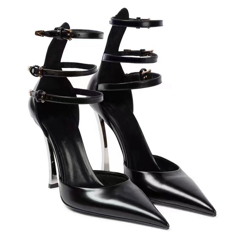 Women's Pointed Patent Leather High Heel Sandals