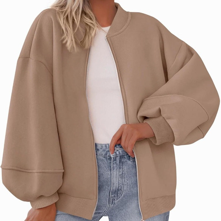Women's Autumn Fashion 2026 Zipper Sweatshirts Jacket Casual Long Sleeve Bomber Coat Winter Clothes