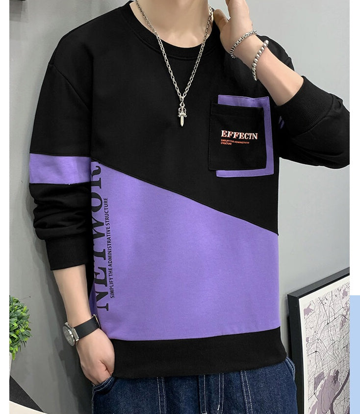 Fleeced Hoodie Pullover For Men With Round Collar