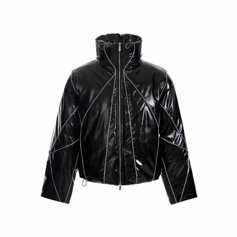 Men's Winter Reflective Line Bread Coat Thickened