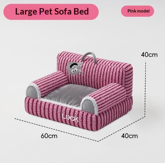 Cat Bed Pet Plush Sofa Cat Striped Raised And Thickened Non-Slip Sofa