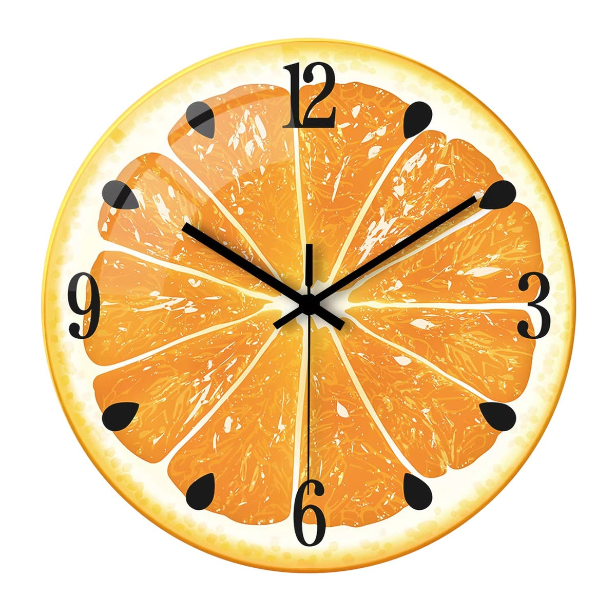 Fruit-colored Quiet-design Creative Glass Wall Clock Quartz Wall Clock