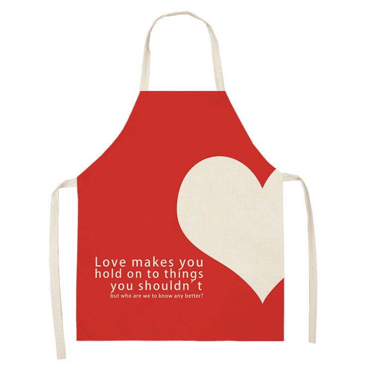 Letter Linen Apron Kitchen Stain-resistant Sleeveless Coverall