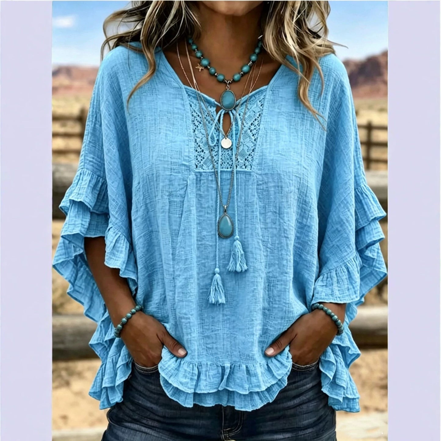 Seasonal European And American Cross-border V-neck Top