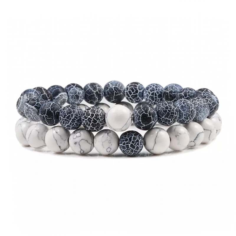 Natural Volcanic Stone White Pine Red Pine Tiger Eye Beaded Set