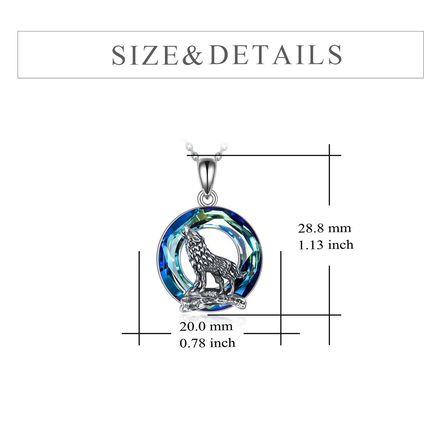 Sterling Silver Viking Wolf Earrings Necklace Jewelry with Crystal
