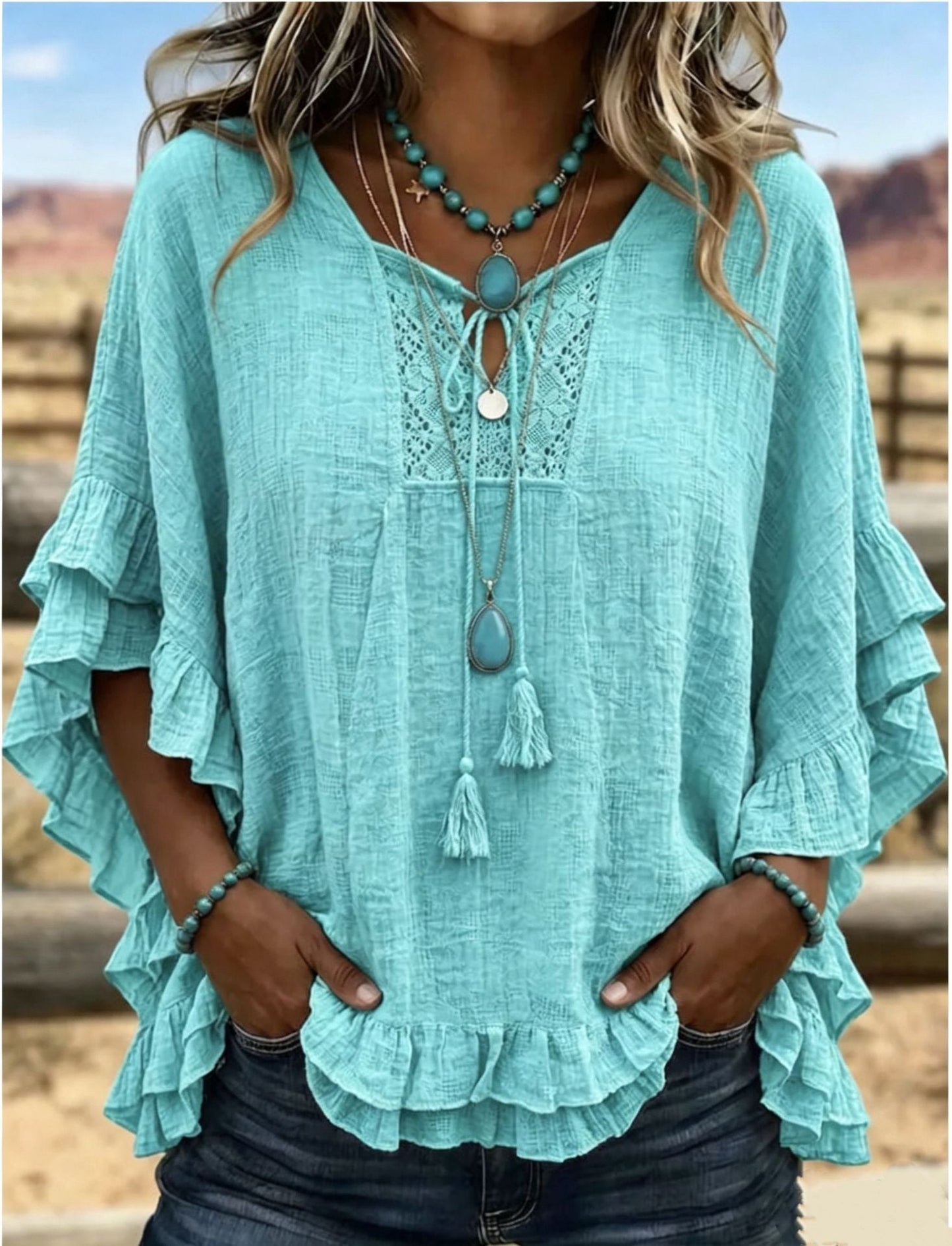 Seasonal European And American Cross-border V-neck Top