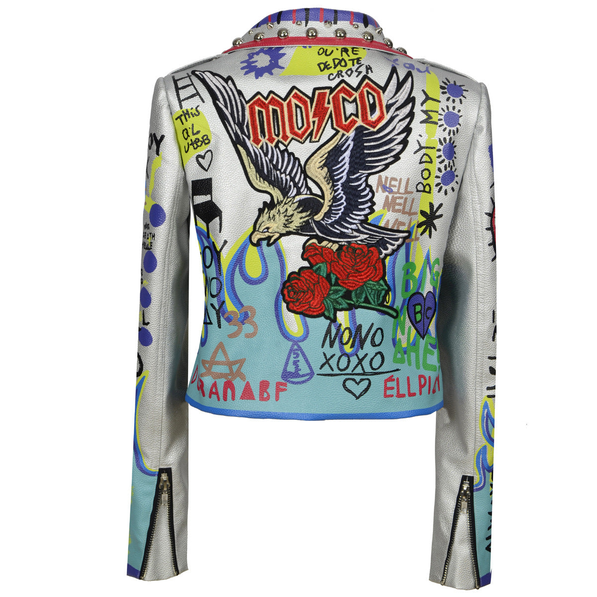 Punk Rock Style Women's Leather Jacket with Studs