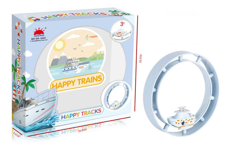 New Cartoon Chain Train Track Wind-Up Lollipop Toy