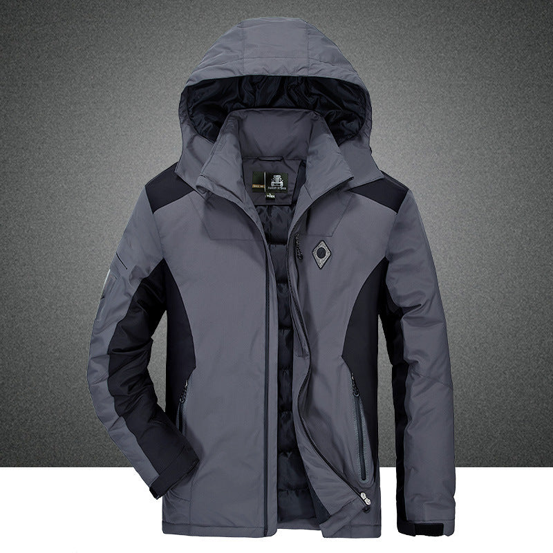 Men's Warm Down Jacket, Plus Size Windproof Coat