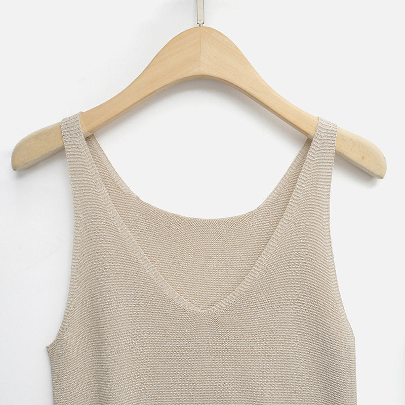 Sleeveless Knitted Vest Dress For Women