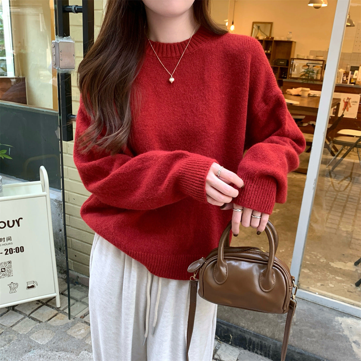 Korean Style Soft Glutinous Loose Candy Color Sweater