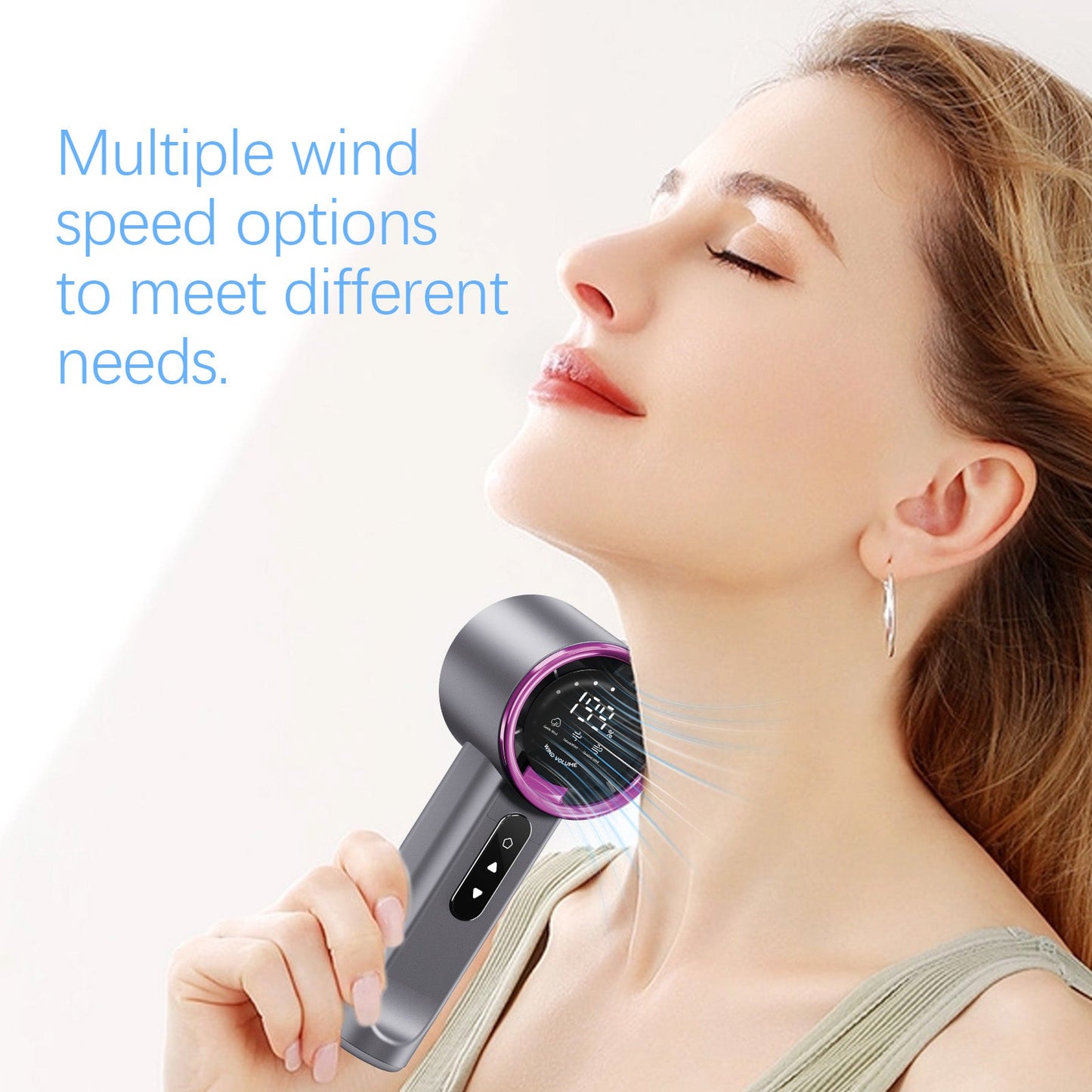 High-speed Handheld Fan Gray-purple