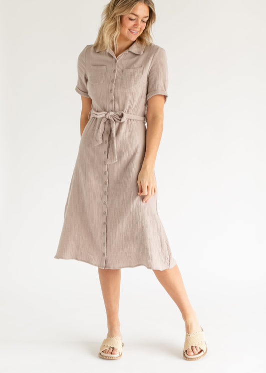 Essential Gauze Shirt Dress - FINAL SALE