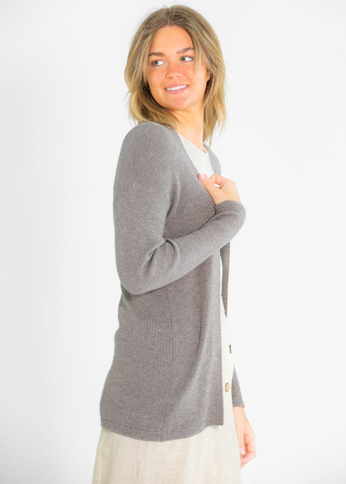 Essential Waffle Knit Cardigan