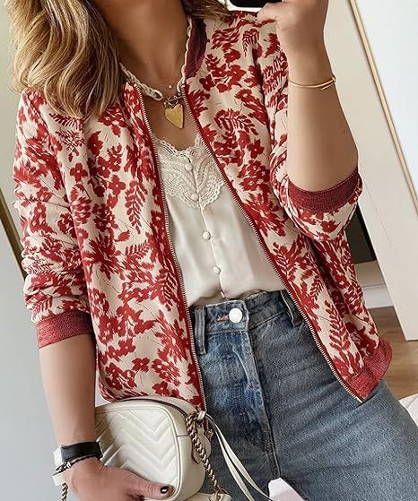 Women's Jacket Zipper Casual Bomber Jacket Coat Stand Collar Short Clothes