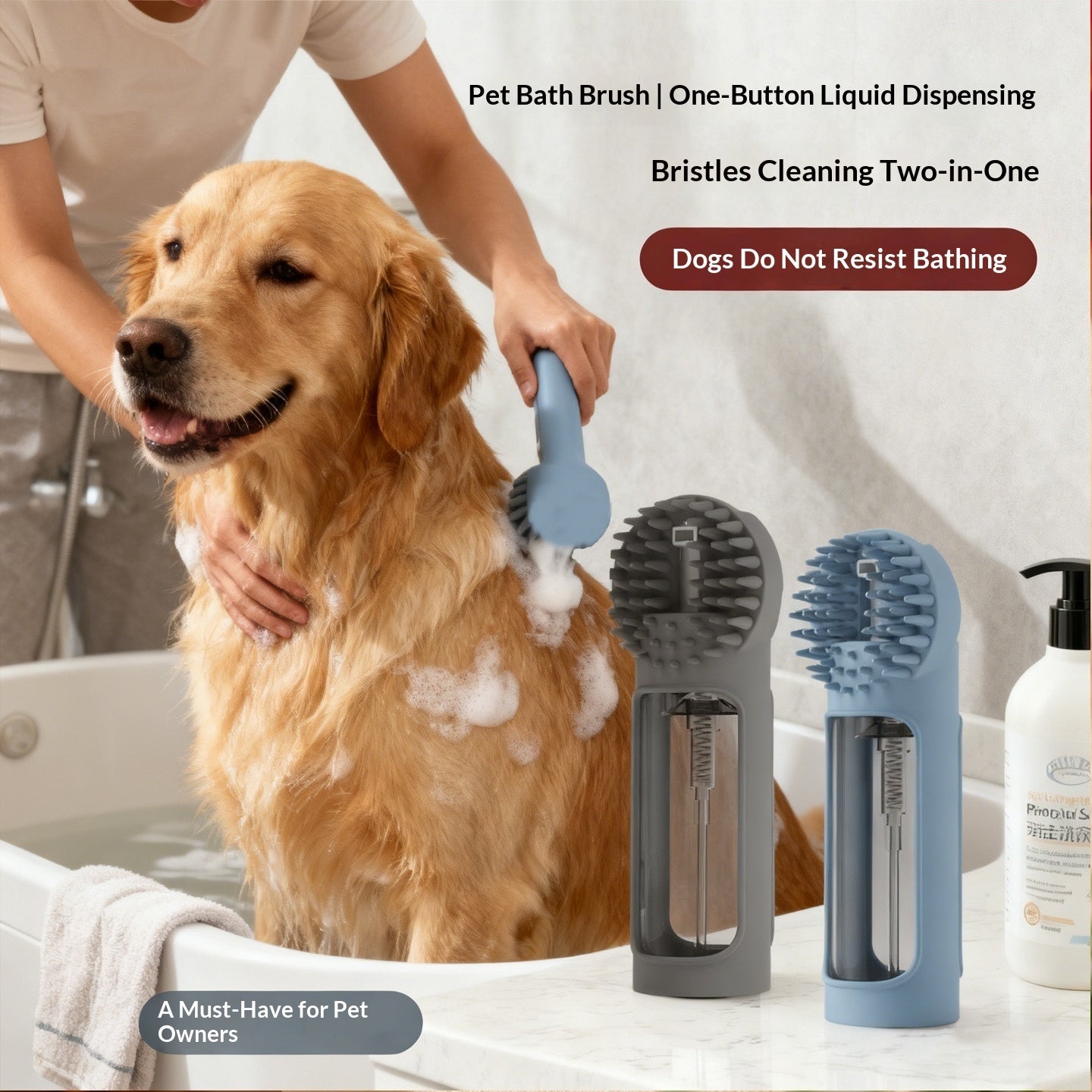 Pet Bath Brush Multifunctional Foam Bath Integrated Silicone Rubbing Bath Brush Cat And Dog Cleaning Artifact Massage Brush Pets Products