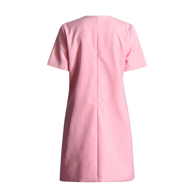 Bow Design Short Sleeve Dress Women