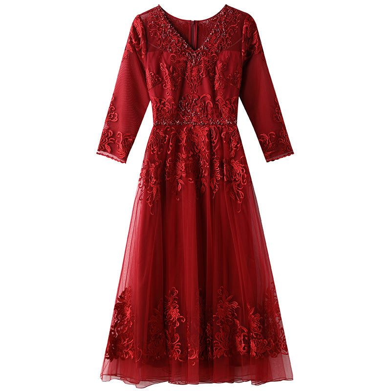 Beaded Embroidered Long Dress Skirt
