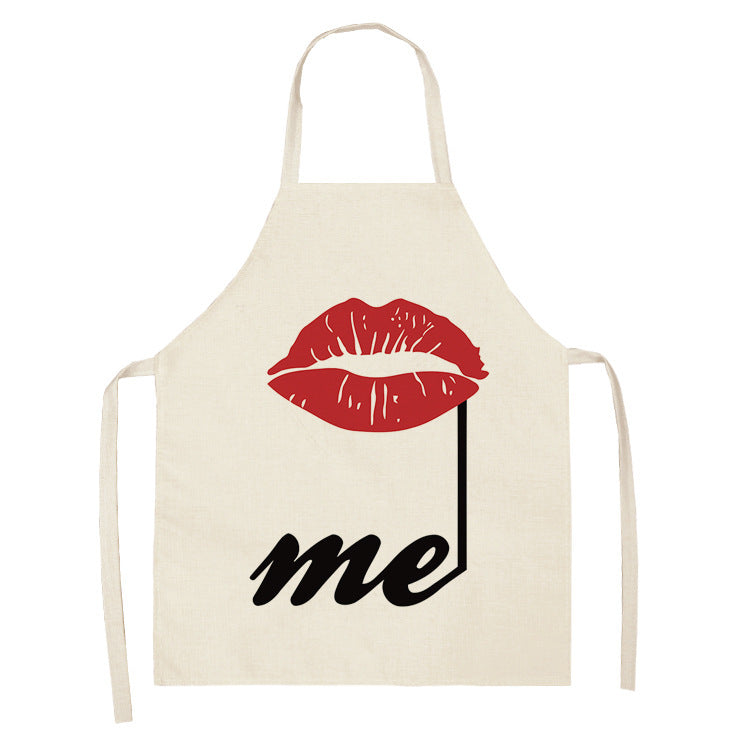Letter Linen Apron Kitchen Stain-resistant Sleeveless Coverall