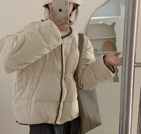 Women's Thickened Oversized Cotton Jacket in Dusty Pink