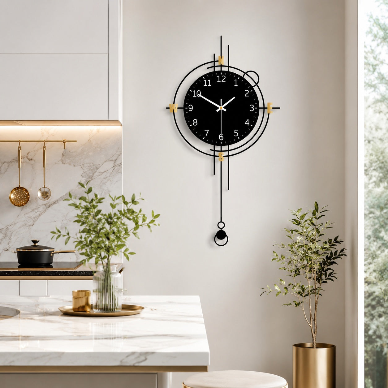 Modern Iron Wall Clock Metal Decorative Home Decor