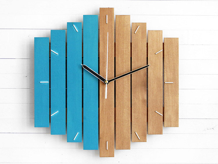 Rural Pastoral European-style Wooden Wall Clock Creative Retro Living Room Clock