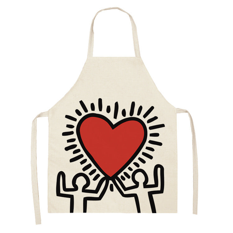 Letter Linen Apron Kitchen Stain-resistant Sleeveless Coverall