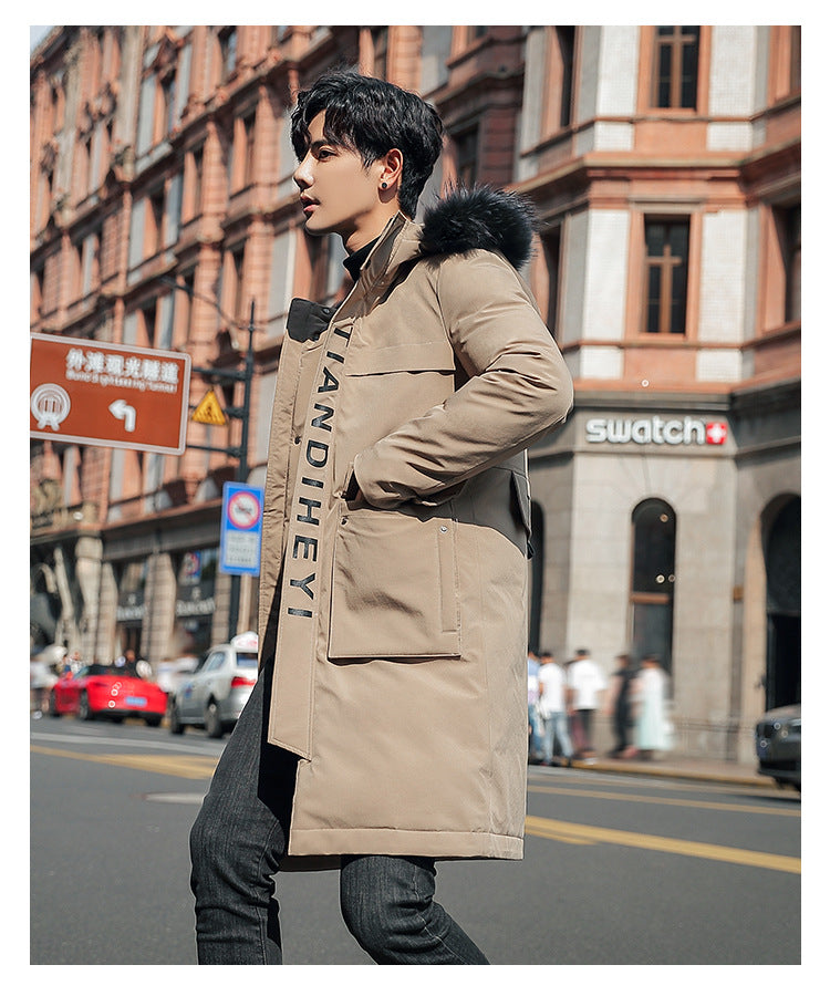 2019 Winter Stylish Long Hooded Cotton Jacket for Men
