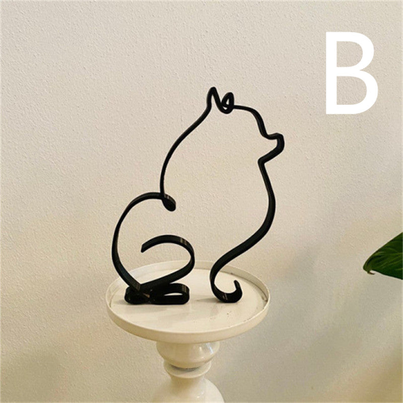 Simple Metal Dog Art Sculpture Decoration