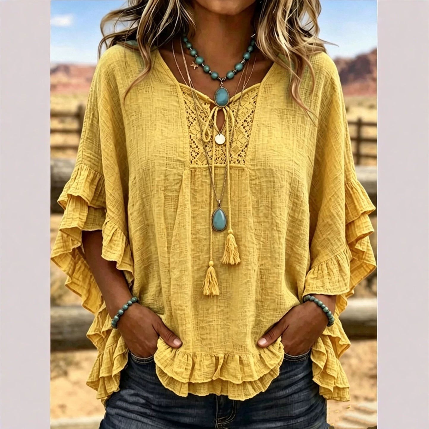 Seasonal European And American Cross-border V-neck Top