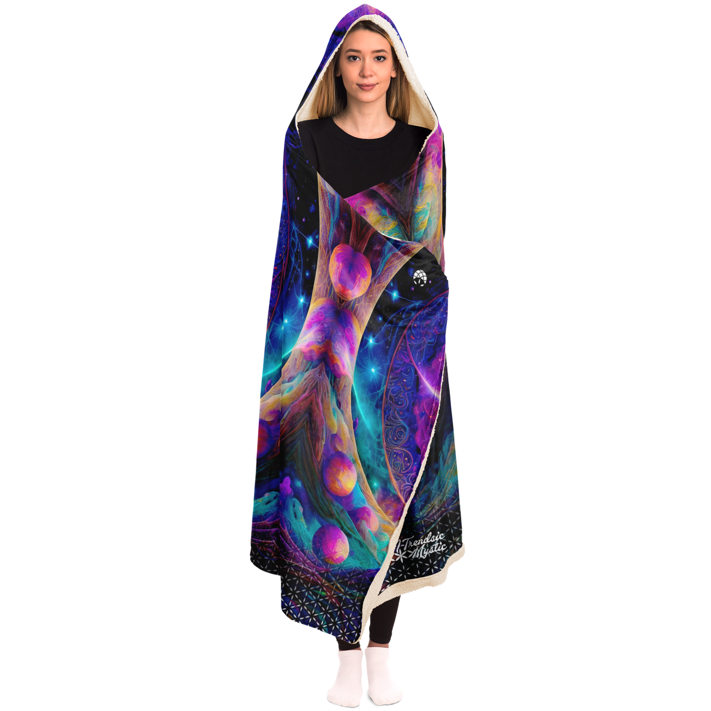 Mystic Contemplation - Sherpa Hooded Blanket